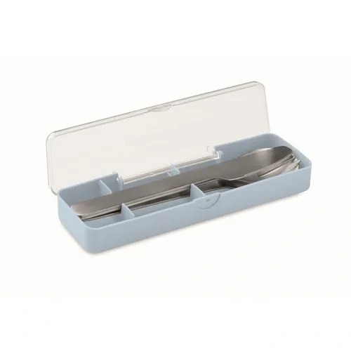 Cubiertos de acero inoxidable Mesteck con estuche práctico ref MO2677 - Side Azul