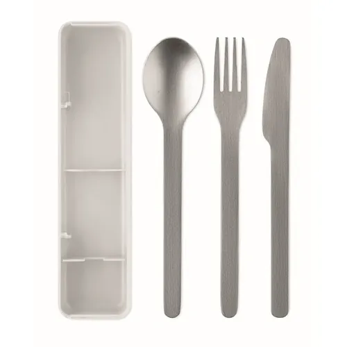 Cubiertos de acero inoxidable Mesteck con estuche práctico ref MO2677 - Top Blanco
