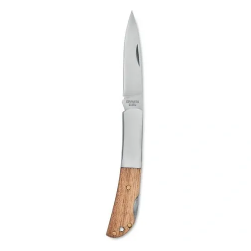 Navaja plegable de acero inoxidable con mango de acacia ref MO2297 - Front Madera
