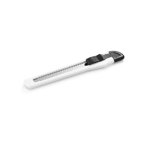 Cúter con mecanismo de bloqueo y tapa extraíble ref 94501 - Blanco