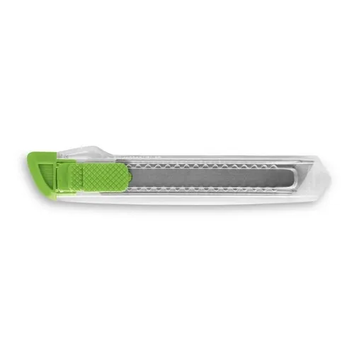 Cúter transparente con bloqueo seguro y tapa extraíble ref 94510 - Verde Claro