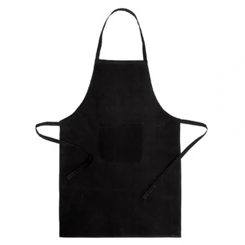 Delantal con bolsillo práctico y cordones ajustables ref KO17 - Negro