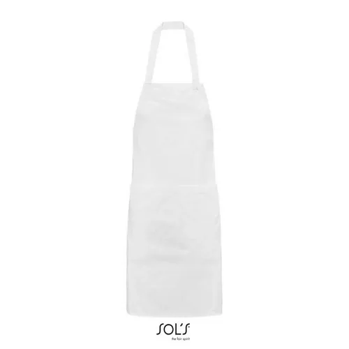 Delantal con peto y bolsillos algodón orgánico ref S03569 - Blanco