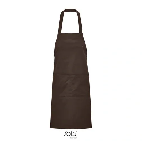 Delantal con peto y bolsillos algodón orgánico ref S03569 - Chocolate