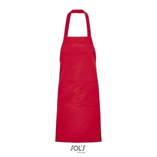 Delantal con peto y bolsillos algodón orgánico ref S03569 - Rojo