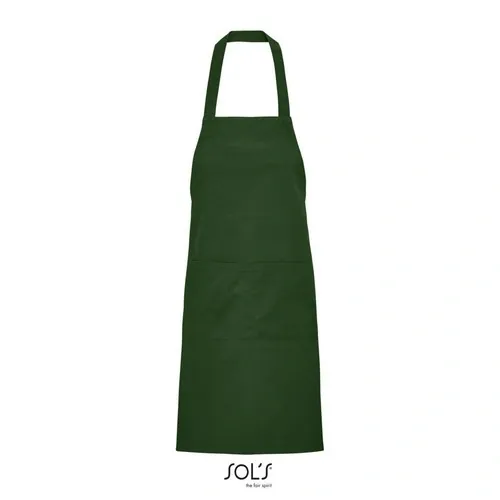 Delantal con peto y bolsillos algodón orgánico ref S03569 - Verde Botella
