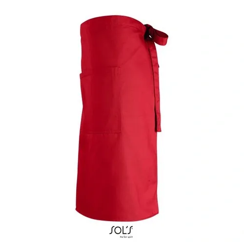 Delantal medio con bolsillos y etiqueta removible ref S88020 - Rojo Side