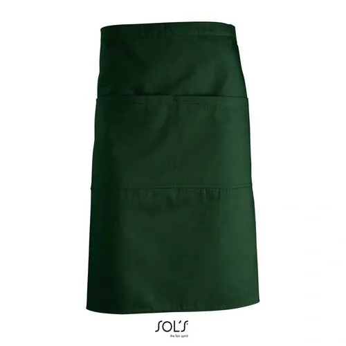 Delantal medio con bolsillos y etiqueta removible ref S88020 - Verde Botella