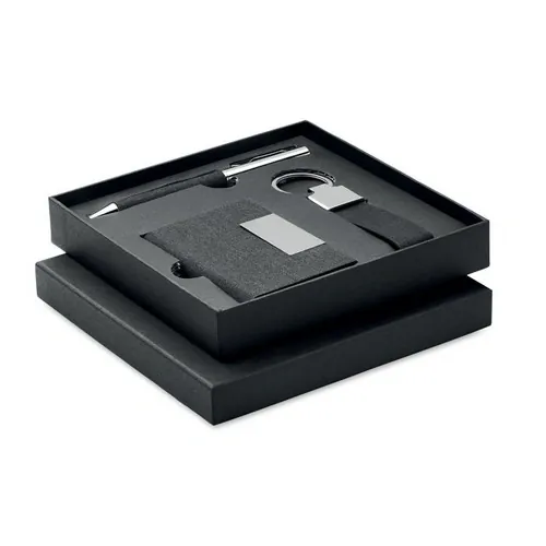 Set de regalo 3 piezas con bolígrafo metálico ref MO2334 - Front Negro