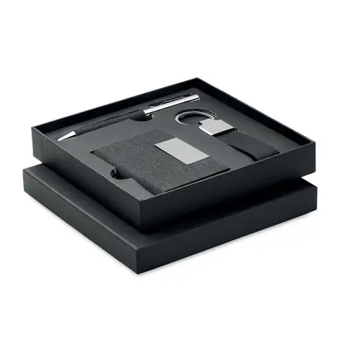 Set de regalo 3 piezas con bolígrafo metálico ref MO2334 - Negro