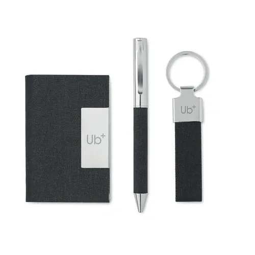 Set de regalo 3 piezas con bolígrafo metálico ref MO2334 - Printed Negro