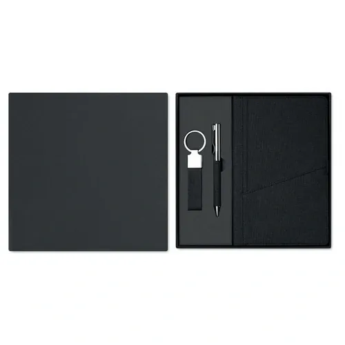 Set de regalo 3 piezas con bolígrafo giratorio ref MO2335 - Back Negro