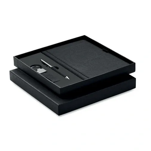 Set de regalo 3 piezas con bolígrafo giratorio ref MO2335 - Front Negro