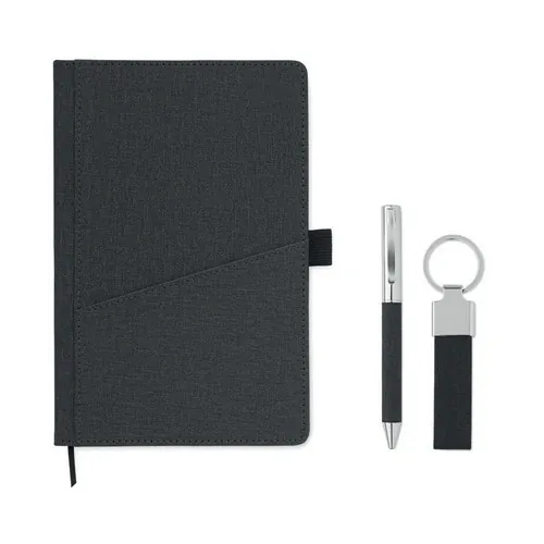 Set de regalo 3 piezas con bolígrafo giratorio ref MO2335 - Open Negro