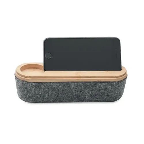 Estuche de fieltro RPET con soporte para teléfono ref MO2114 - Back Madera