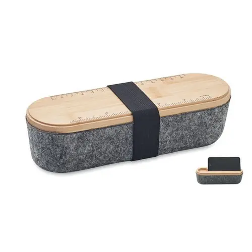 Estuche de fieltro RPET con soporte para teléfono ref MO2114 - Madera