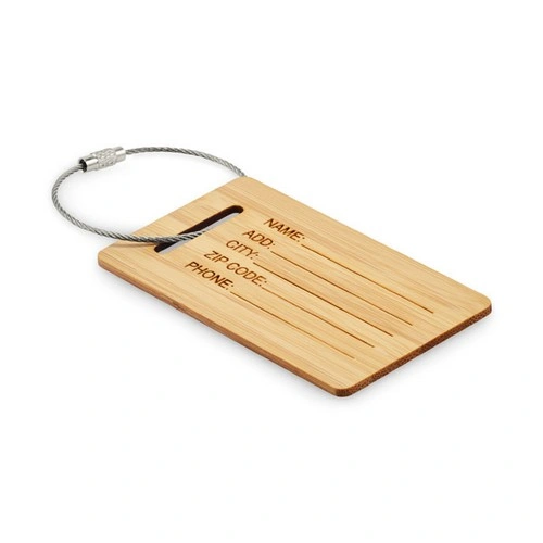 Etiqueta de equipaje bambú mio personalizable con cuerda de acero ref MO2815