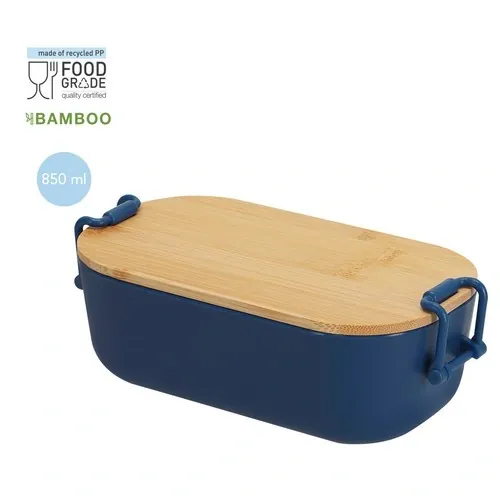 Fiambrera 850 ml PP Reciclado con tapa de bambú ref 22018 - 06