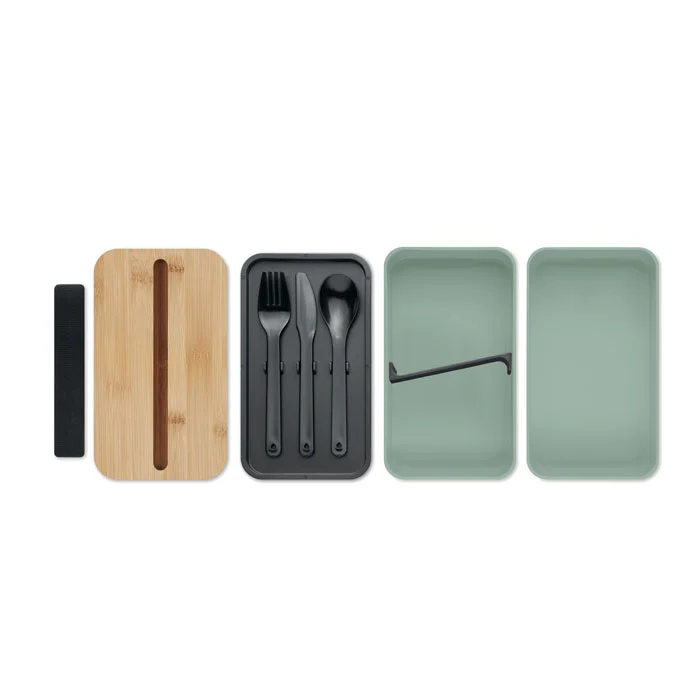 Fiambrera dos pisos con tapa soporte para teléfono ref MO2088 - Back Verde Menta