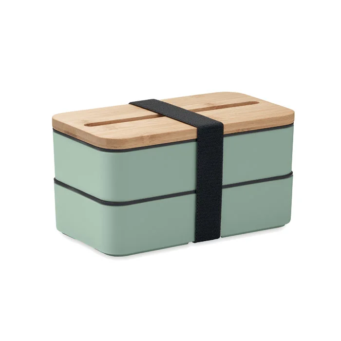 Fiambrera dos pisos con tapa soporte para teléfono ref MO2088 - Verde Menta