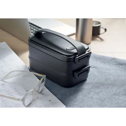 Fiambrera dos pisos PP reciclado tapa hermética ref MO2119 - Item Ambiant Picture Negro