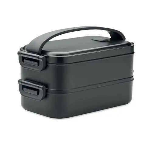 Fiambrera dos pisos PP reciclado tapa hermética ref MO2119 - Negro