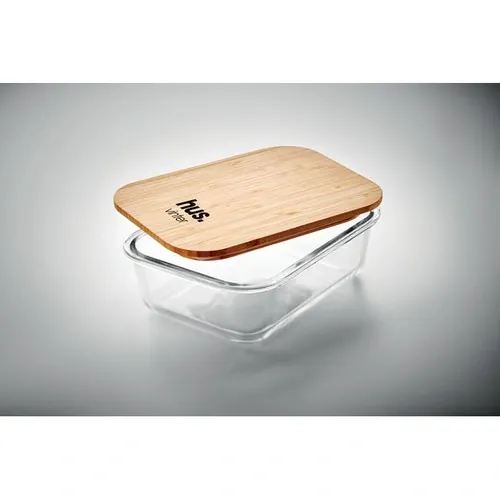 Fiambrera de vidrio con tapa de bambú y silicona ref MO9962 - Open Transparente
