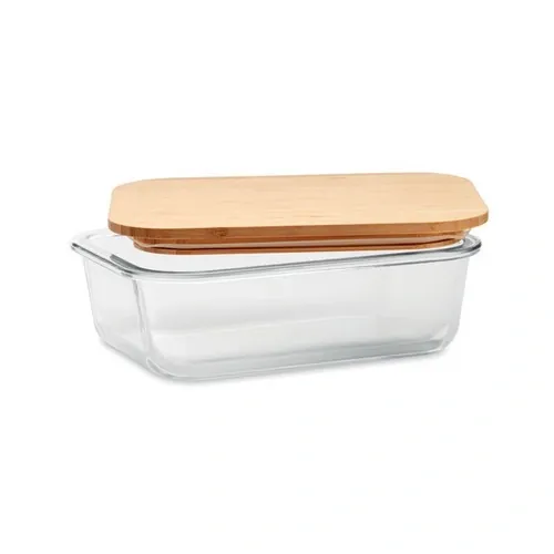 Fiambrera de vidrio con tapa de bambú y silicona ref MO9962 - Top Transparente