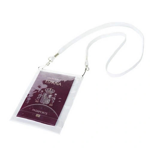 Funda de PVC para documentos de viaje con lanyard ref MO31