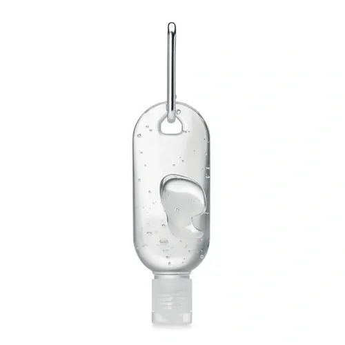Gel limpia manos rellenable con mosquetón sin alcohol ref MO6130 - Front Transparente