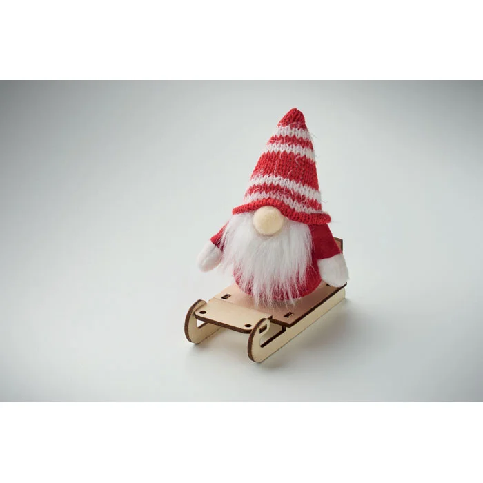 Gnomo en trineo de madera Frosty Sleigh personalizable ref cx1588 - Back Rojo