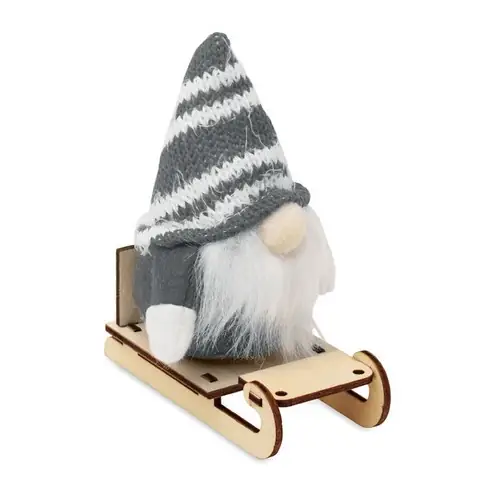 Gnomo en trineo de madera Frosty Sleigh personalizable ref cx1588 - Gris