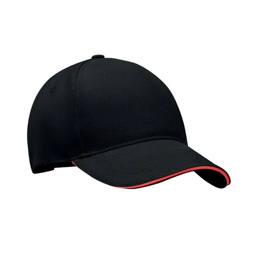 Gorra de béisbol de 5 paneles con hebilla plateada ref MO6875 - Front Negro Rojo