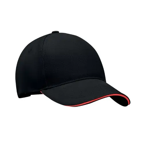 Gorra de béisbol de 5 paneles con hebilla plateada ref MO6875 - Negro Rojo