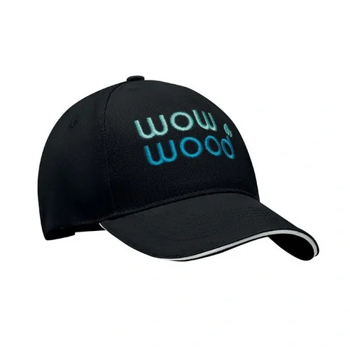 Gorra de béisbol de 5 paneles con hebilla plateada ref MO6875 - Printed Blanco Negro