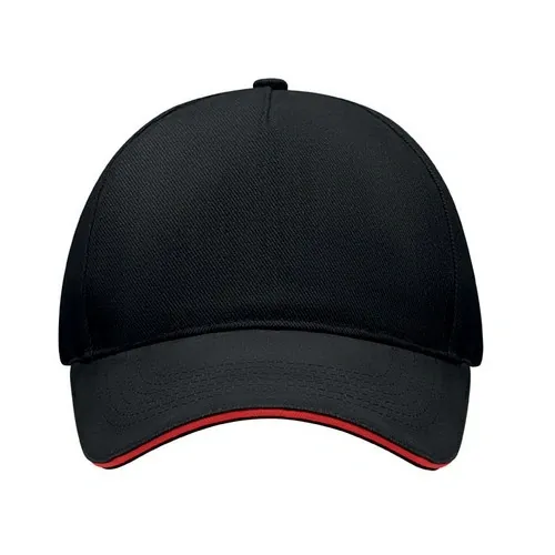 Gorra de béisbol de 5 paneles con hebilla plateada ref MO6875 - Top Negro Rojo