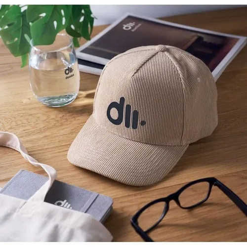 Gorra de pana de 5 paneles personalizable para eventos ref MO2879 - Beig Printed