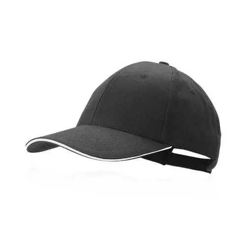 Gorra de 6 paneles de algodón con cierre ajustable ref 4675 - Negro