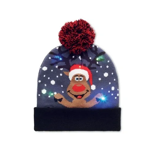 Gorro de punto navideño con luz LED ref CX1539 - Azul