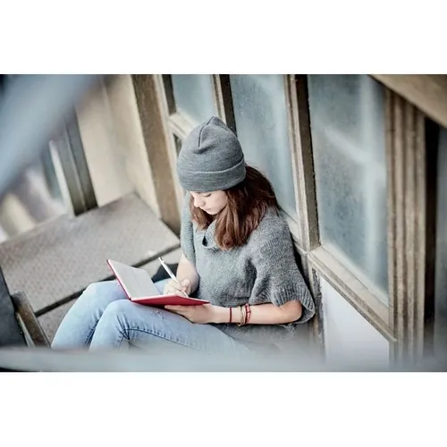 Gorro unisex de punto suave con puño enrollado ref MO9965 - Open Blanco Gris