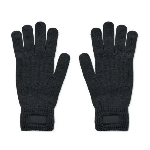 Guantes de punto elásticos de poliéster RPET ref MO2399 - Front Negro