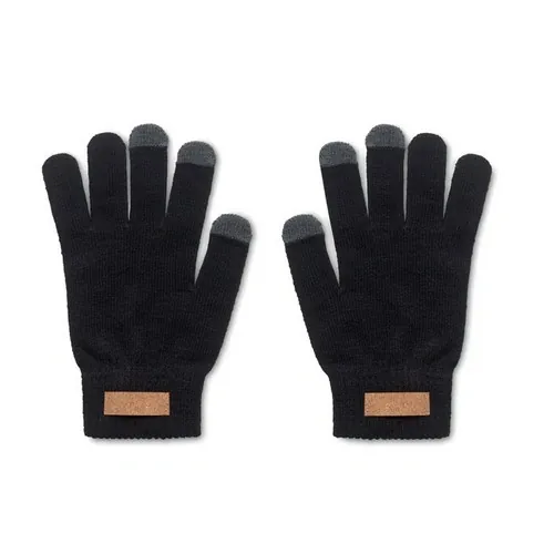 Guantes táctiles para smartphone con etiqueta de corcho ref MO6955 - Front Negro