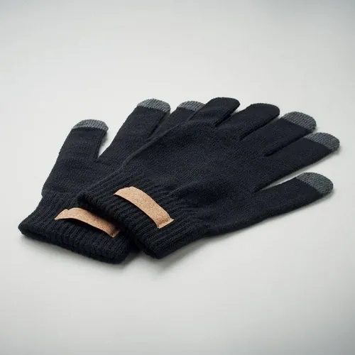 Guantes táctiles para smartphone con etiqueta de corcho ref MO6955 - Item Detail Picture Negro
