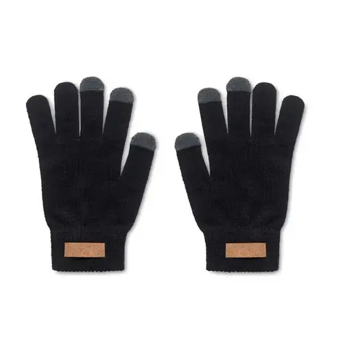 Guantes táctiles para smartphone con etiqueta de corcho ref MO6955 - Negro