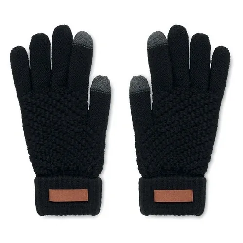 Guantes táctiles RPET para smartphone con zona de impresión ref MO6667 - Front Negro