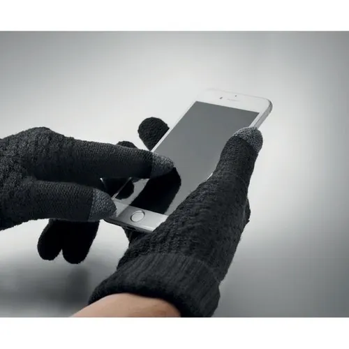 Guantes táctiles RPET para smartphone con zona de impresión ref MO6667 - Item Detail Picture Negro