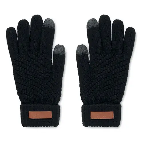 Guantes táctiles RPET para smartphone con zona de impresión ref MO6667 - Negro
