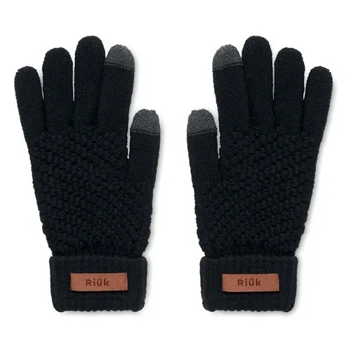 Guantes táctiles RPET para smartphone con zona de impresión ref MO6667 - Printed Negro