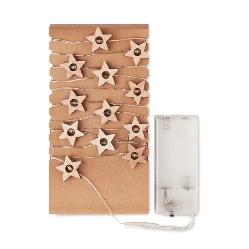Guirnalda de luces LED en forma de estrella para decorar ref CX1462 - Front Madera