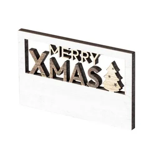 Imán Merry Christmas de madera natural acabado bicolor ref 2675 - 00